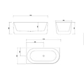 Glossy White Left Corner Bathtub Thin edge NO overflow Sanitary grade Fluted Acrylic Bathtub 1500/1700mm